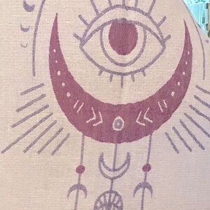 Purple Tapestry Curtain Blanket Towel Purple Bohemian Design Moon + Stars NEW
